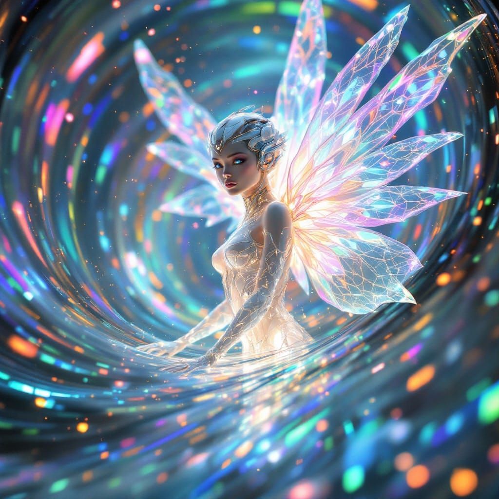 Ethereal Crystal Fairy Radiates with Otherworldly Light in a...
