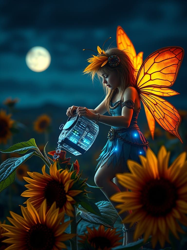 Solar Punk Pixie Waters Electronic Sunflower Plant