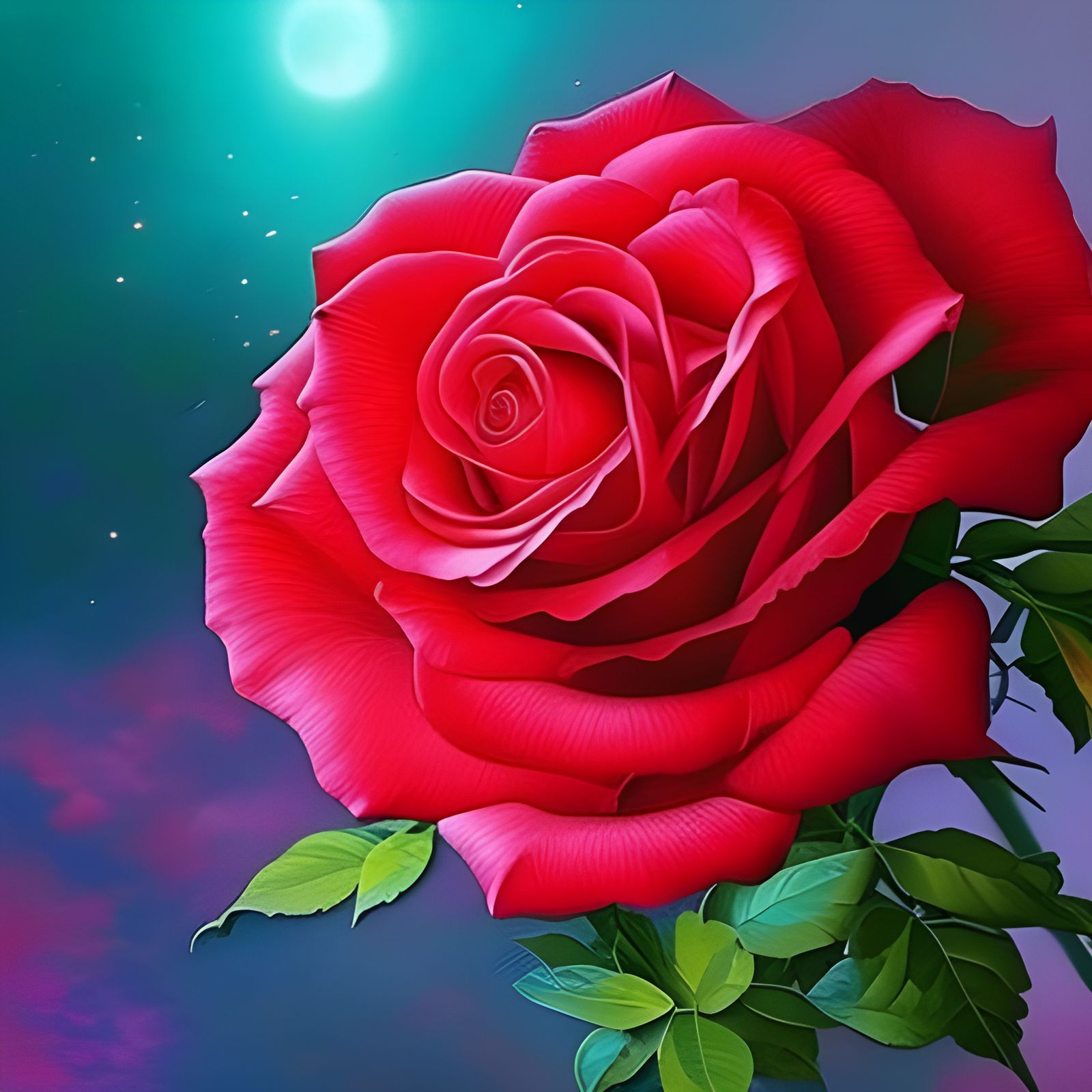 Ethereal Red Roses Bouquet in Fantasy Style