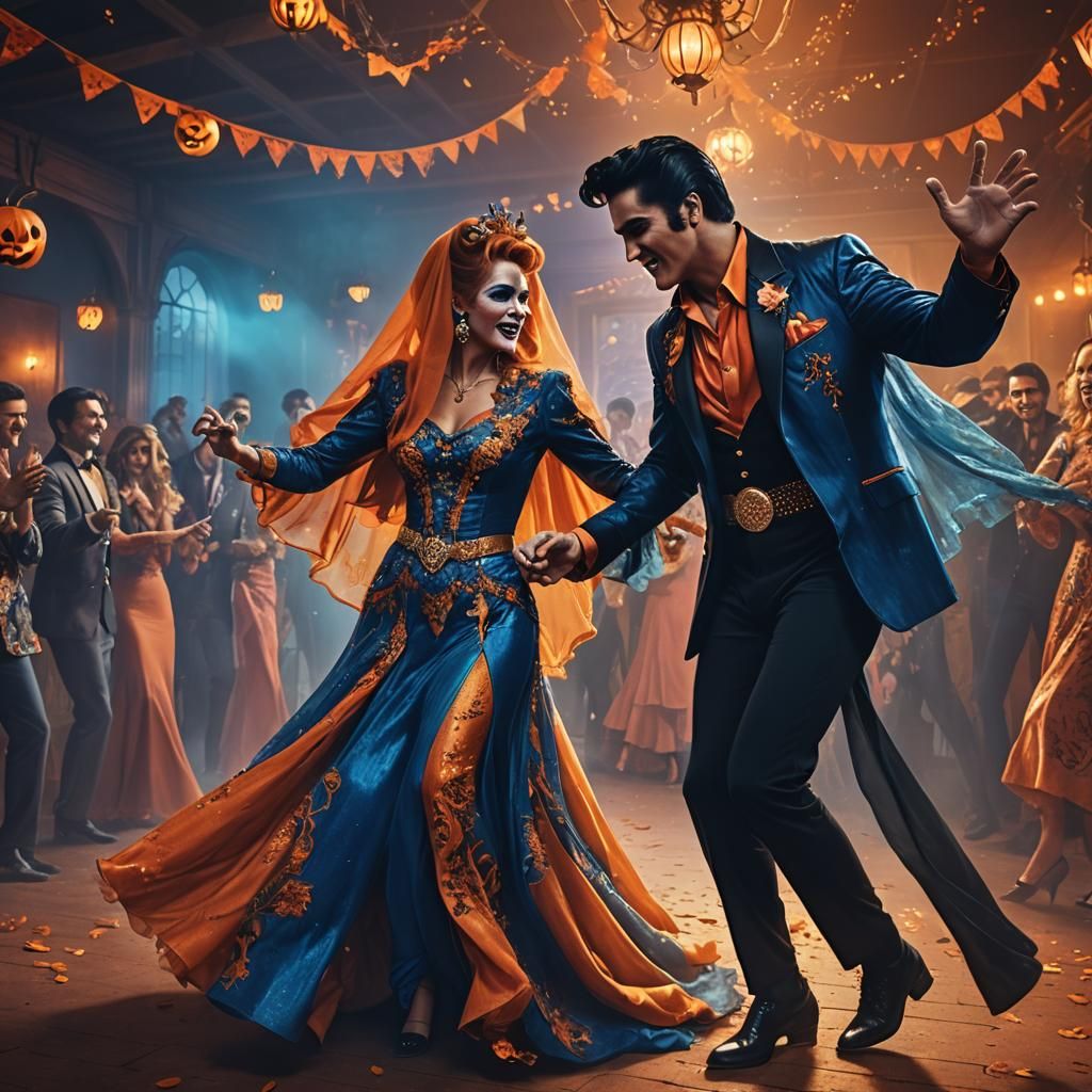 Elvis and Ann Margret at Halloween Party, Fantasy Art
