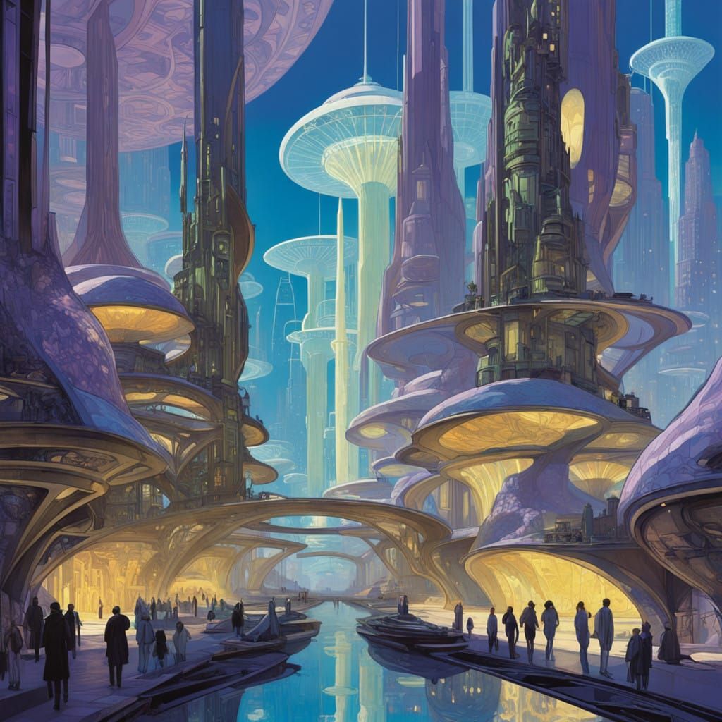 Ethereal Cityscape of Iridescent Splendor