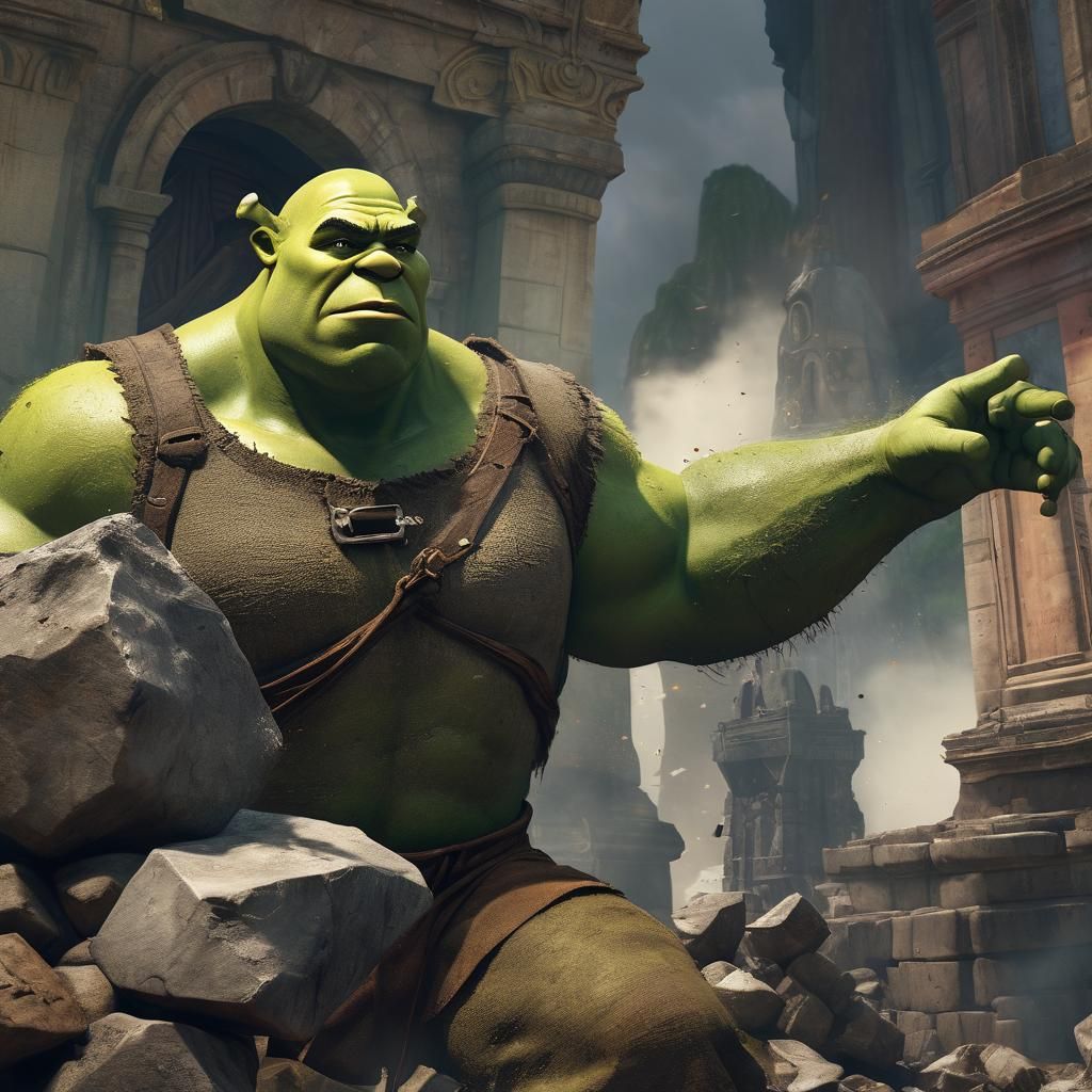 Shrek Smashes Christ the Redeemer: Hyperrealistic Concept Ar...