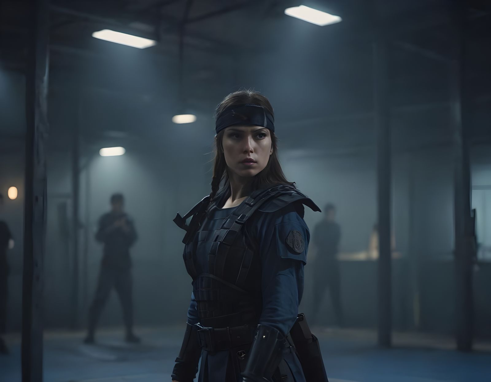 Paramilitary Woman in Martial Arts Training Facility