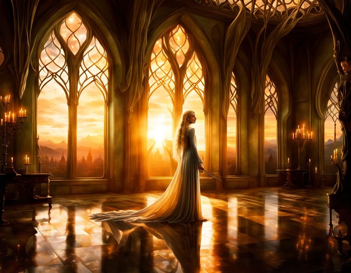 Galadriel at Sunset in Palace Silhouette