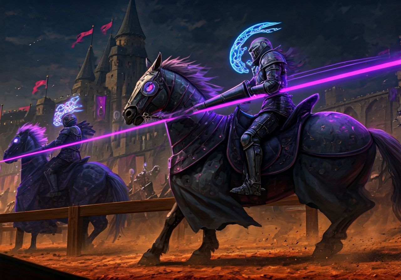 Cybernetic Knights Jousting Tournament in Digital Painting S...