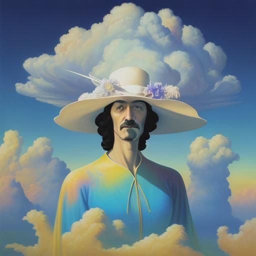 Lucy in Glowing Robes: Surreal Oil Painting