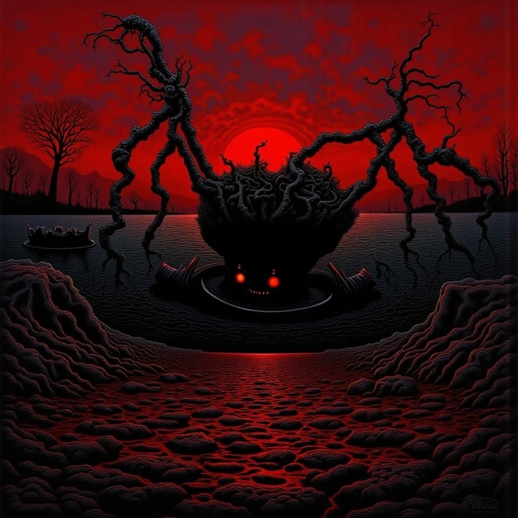 Desolate Shipwreck at Dusk, a Surreal Nightmare