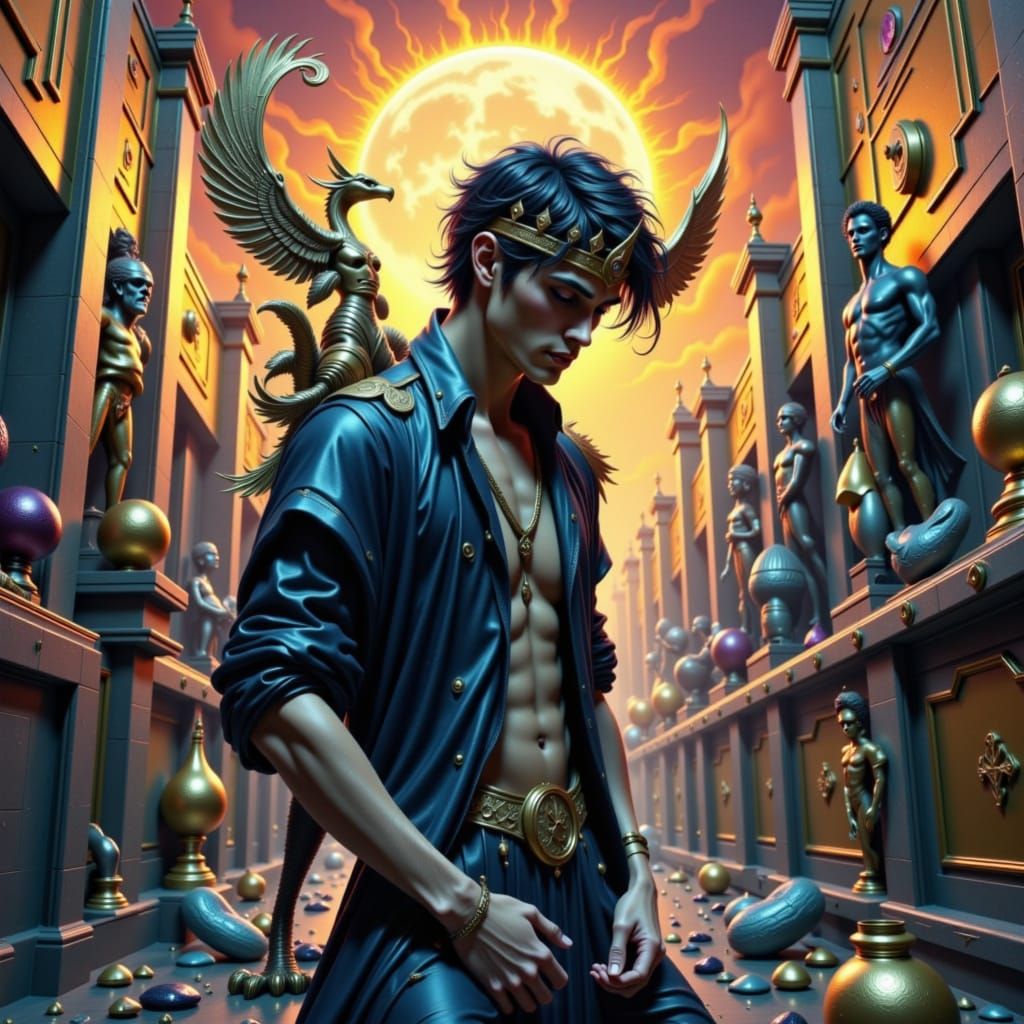 King on Throne in Opulent Hall: Digital Art