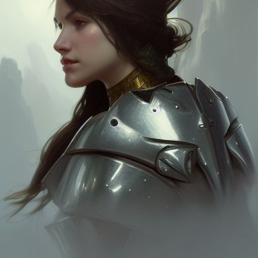 Armored Female Knight Portrait in Hyperdetailed Style