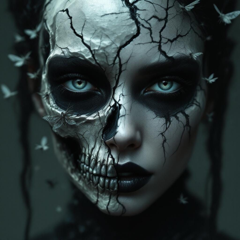Gothic Woman Transforms: A Surreal Portrait