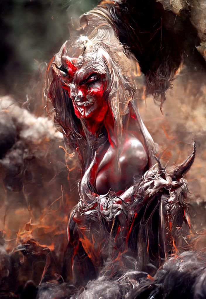 Sinister Demoness in Detailed Matte Painting