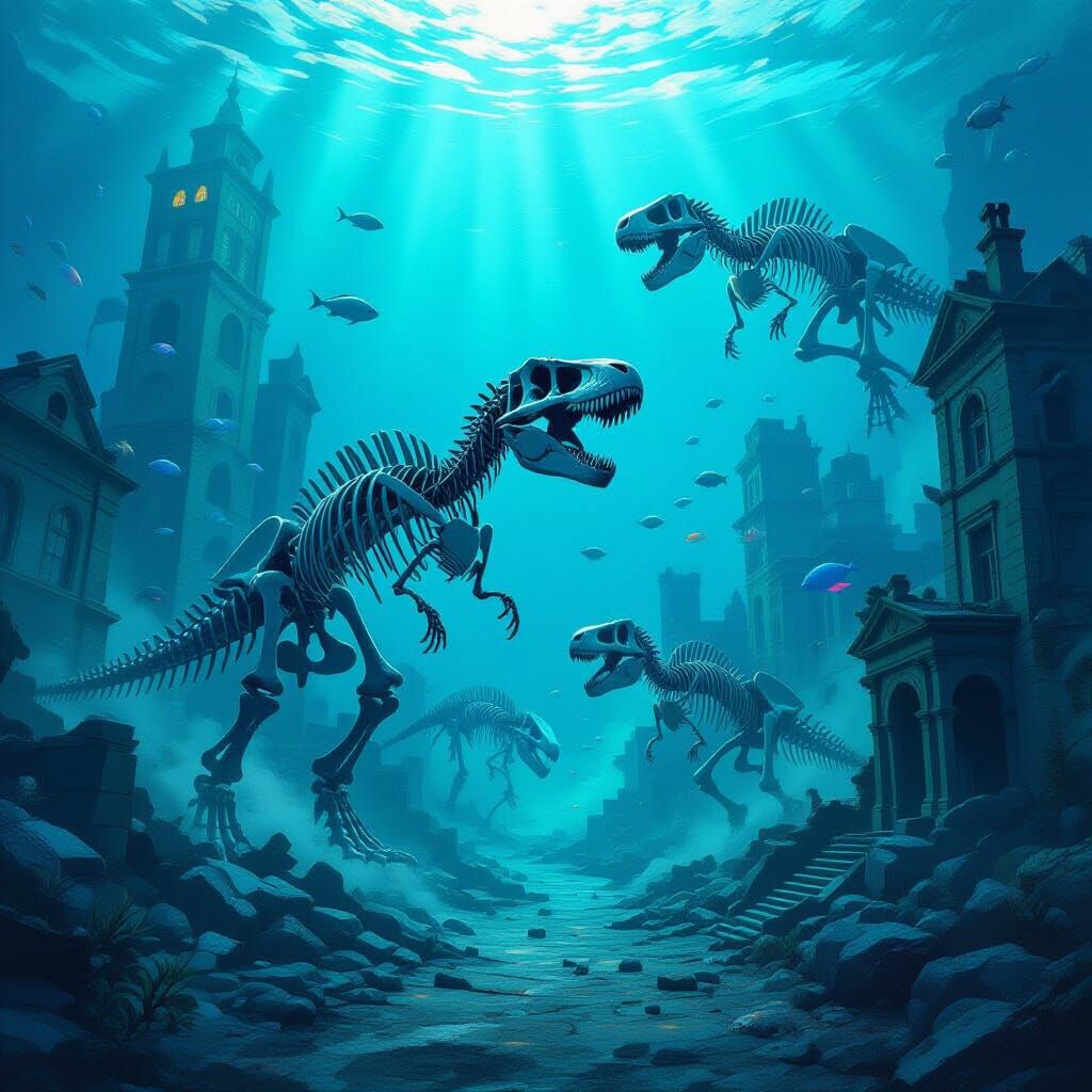 Dinosaur Skeletons Cause Chaos in Underwater Atlantis