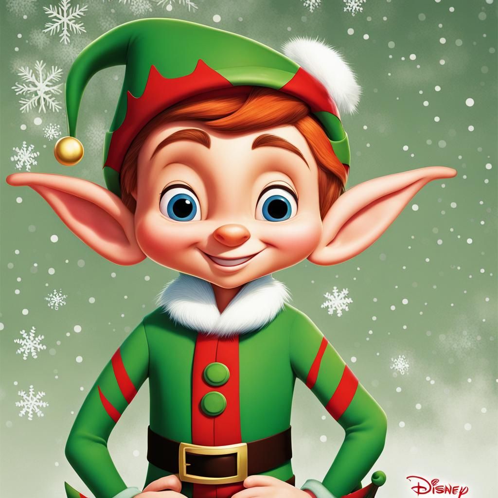 Christmas Elf Portrait in Pixar Style