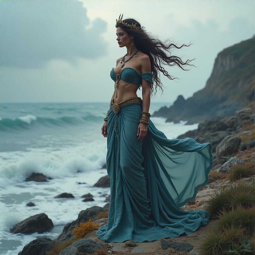 Majestic Siren of the Sea on Rocky Coastline