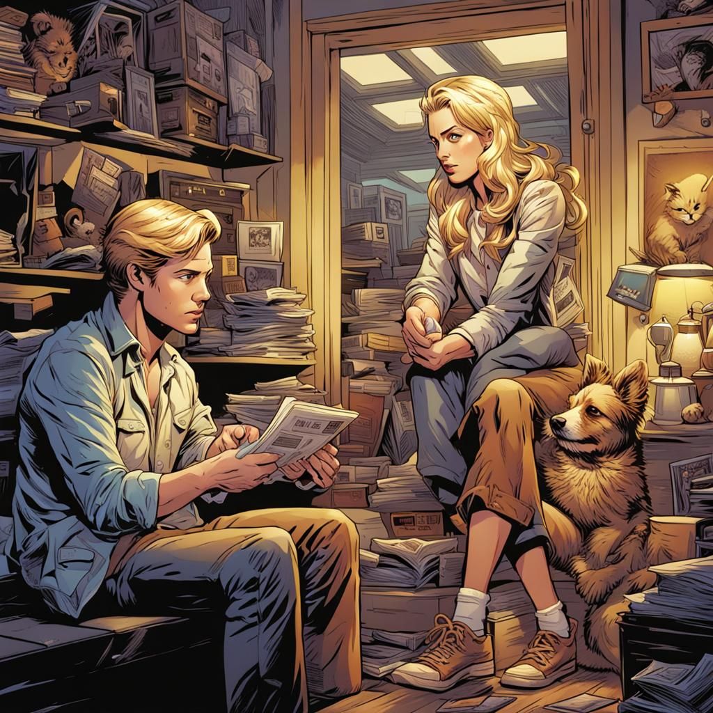 Blonde Woman in Comic Book Art Style