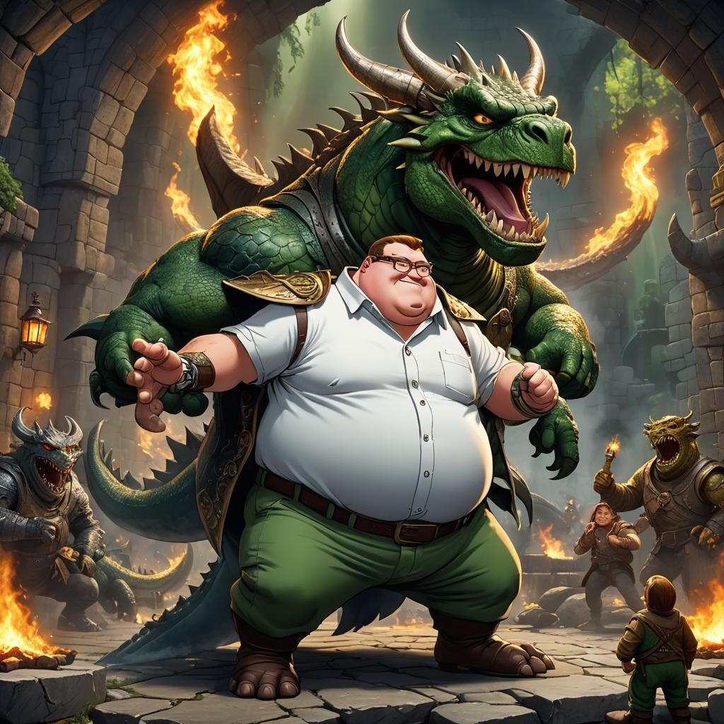 Peter Griffin as Skyrim-Style Dragon Concept Art