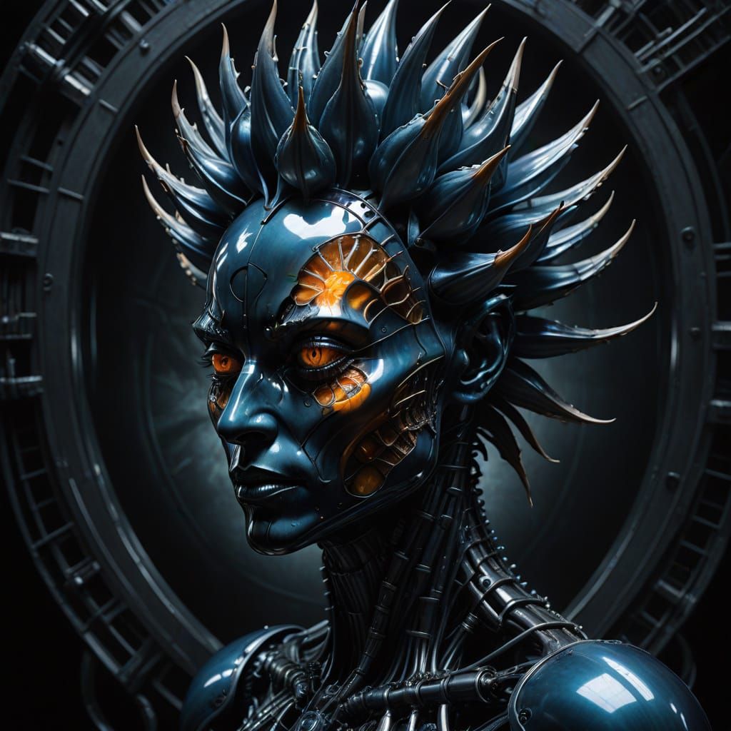 Biomechanical Dreamscape in Dark Futuristic Style