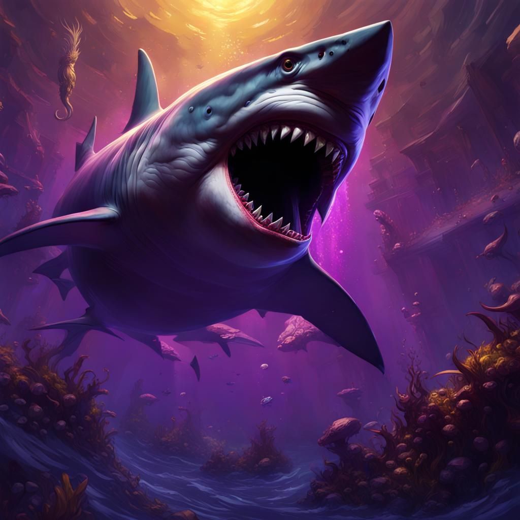 Hyperdetailed Shark in Dark Fantasy Style