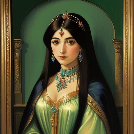 Cléo de Mérode Portrait in Tiffany Glass Style