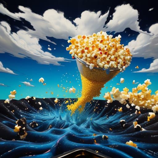 Surreal Kawaii Popcorn Dance in Melting Colors