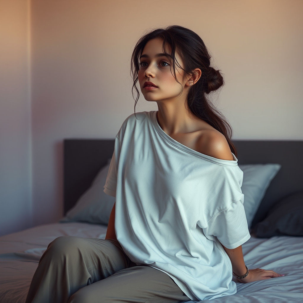 Contemplative Woman in Detailed Matte Painting Style