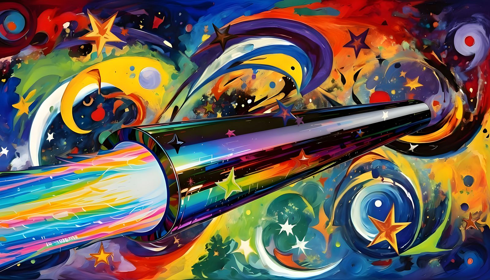 Vibrant 3D Stars in Cosmic Background