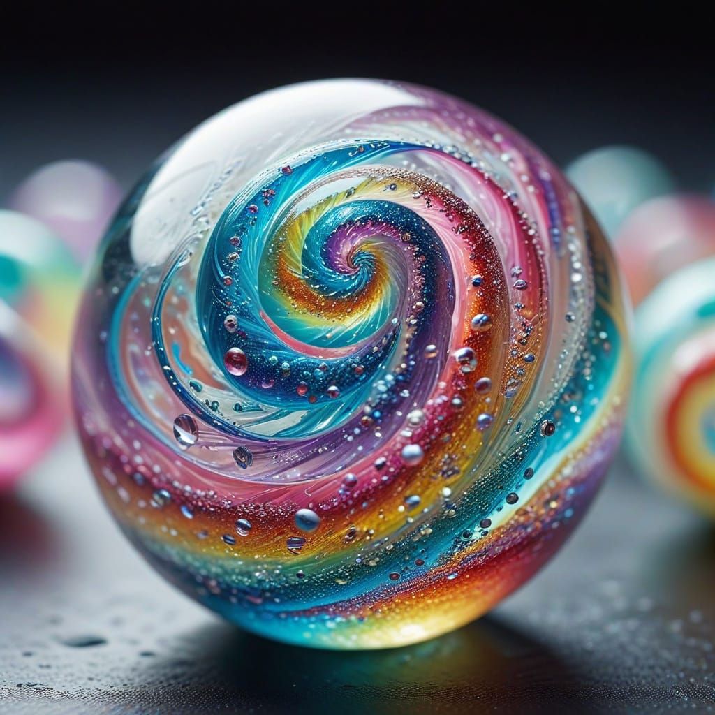 Macro Sandblasted Glass Bead in Gouache Style