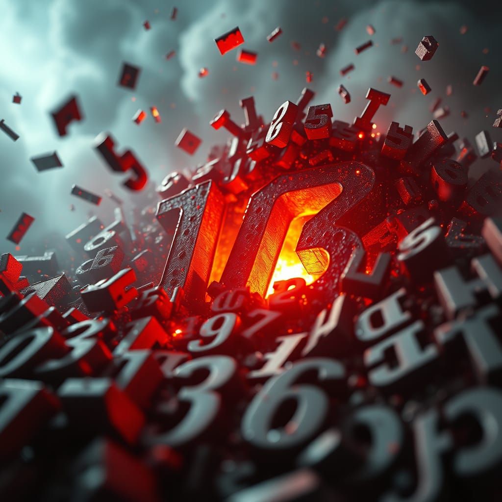 Hyper Realistic Battle of Typewritten Letters and Numbers