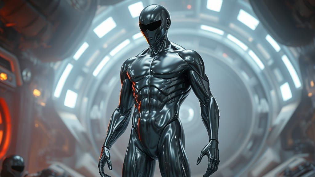 Liquid Metal Humanoid in Sci-Fi Environment