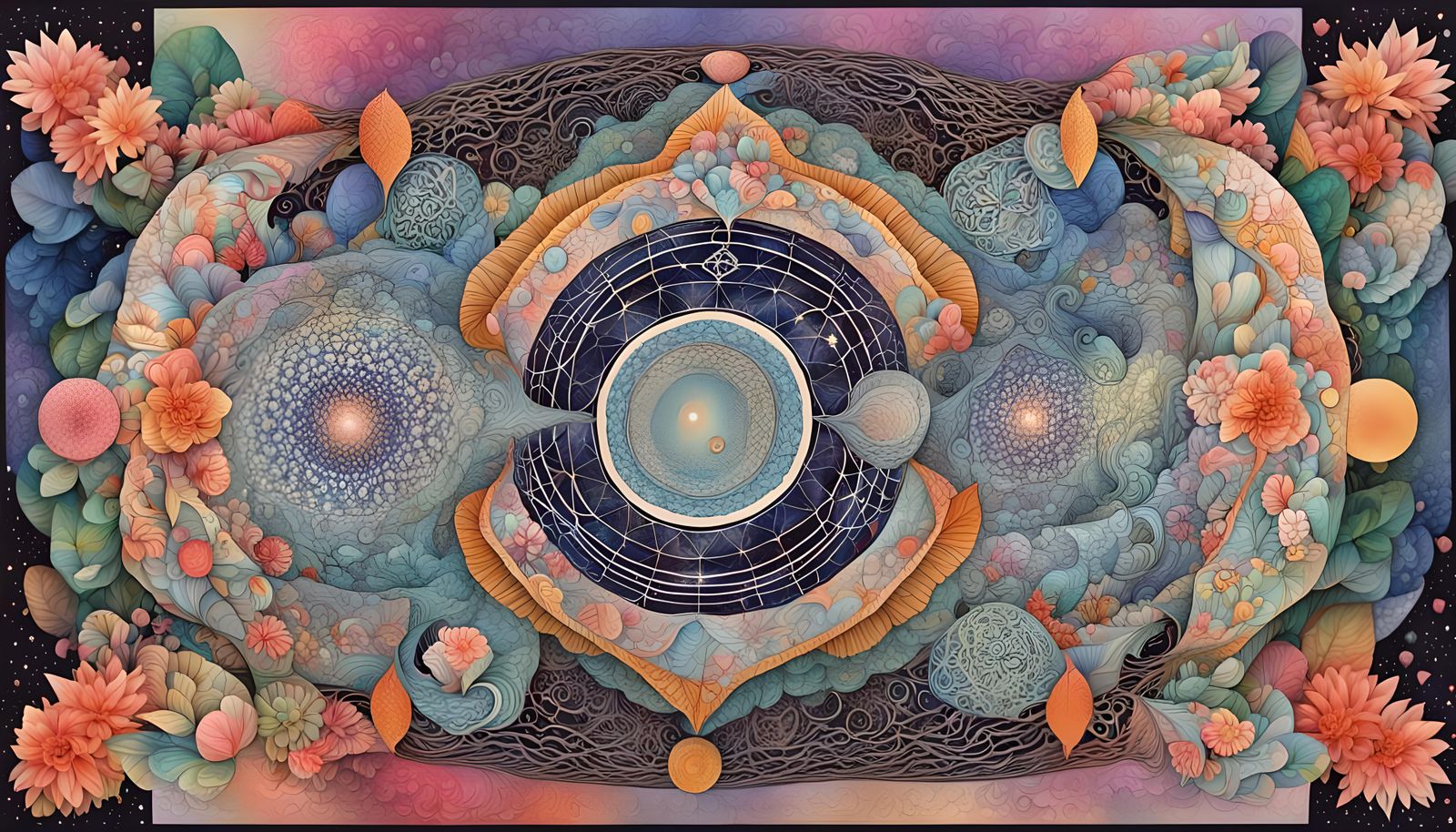 Abstract Quantum Zentangle with Floral Anthropometry