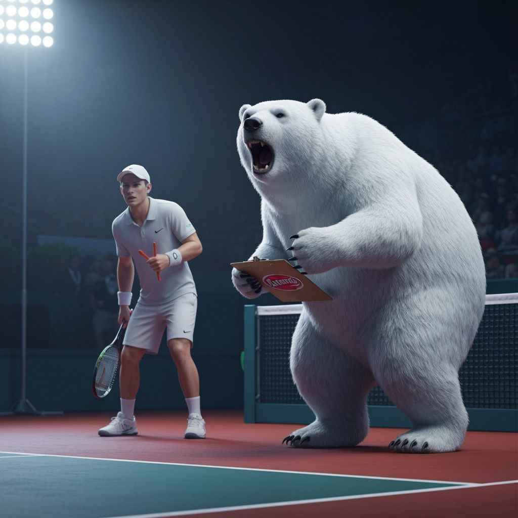 Polar Bear Tennis Coach at Wimbledon in Hyperrealism