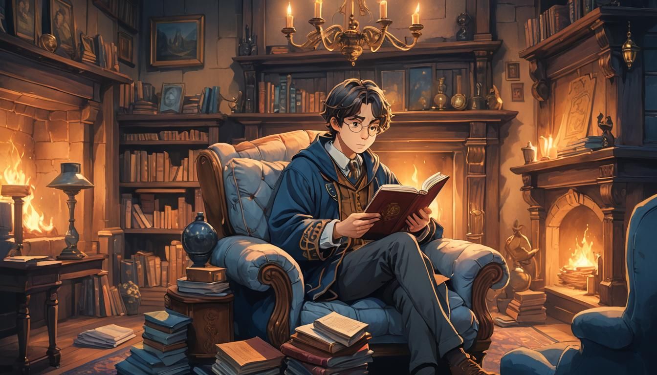 Cozy Hogwarts Room in Studio Ghibli Anime Style