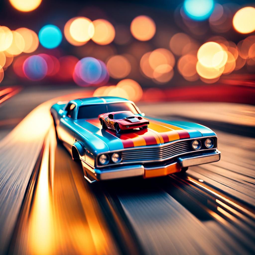 Toy Funny Cars Drag Racing on Toy Track