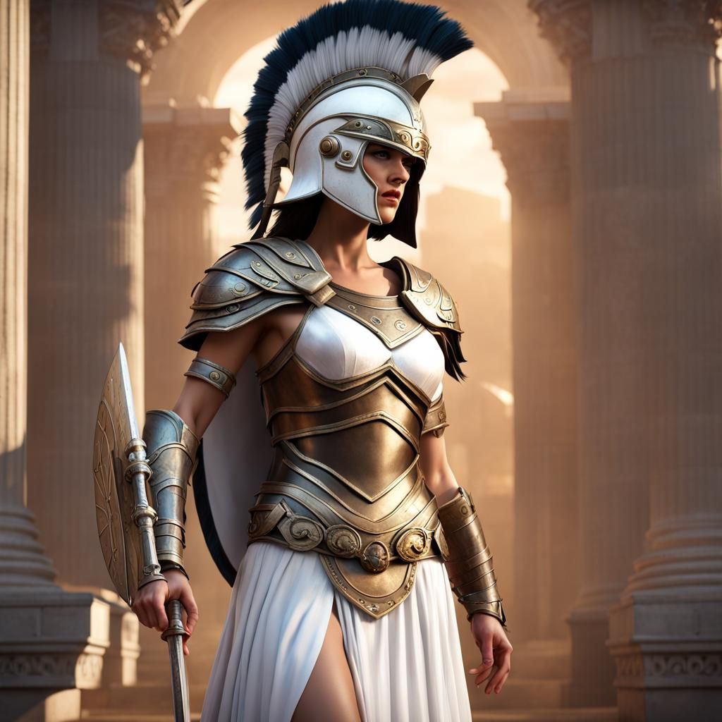 Detailed Athena Costume Concept Art in 8K