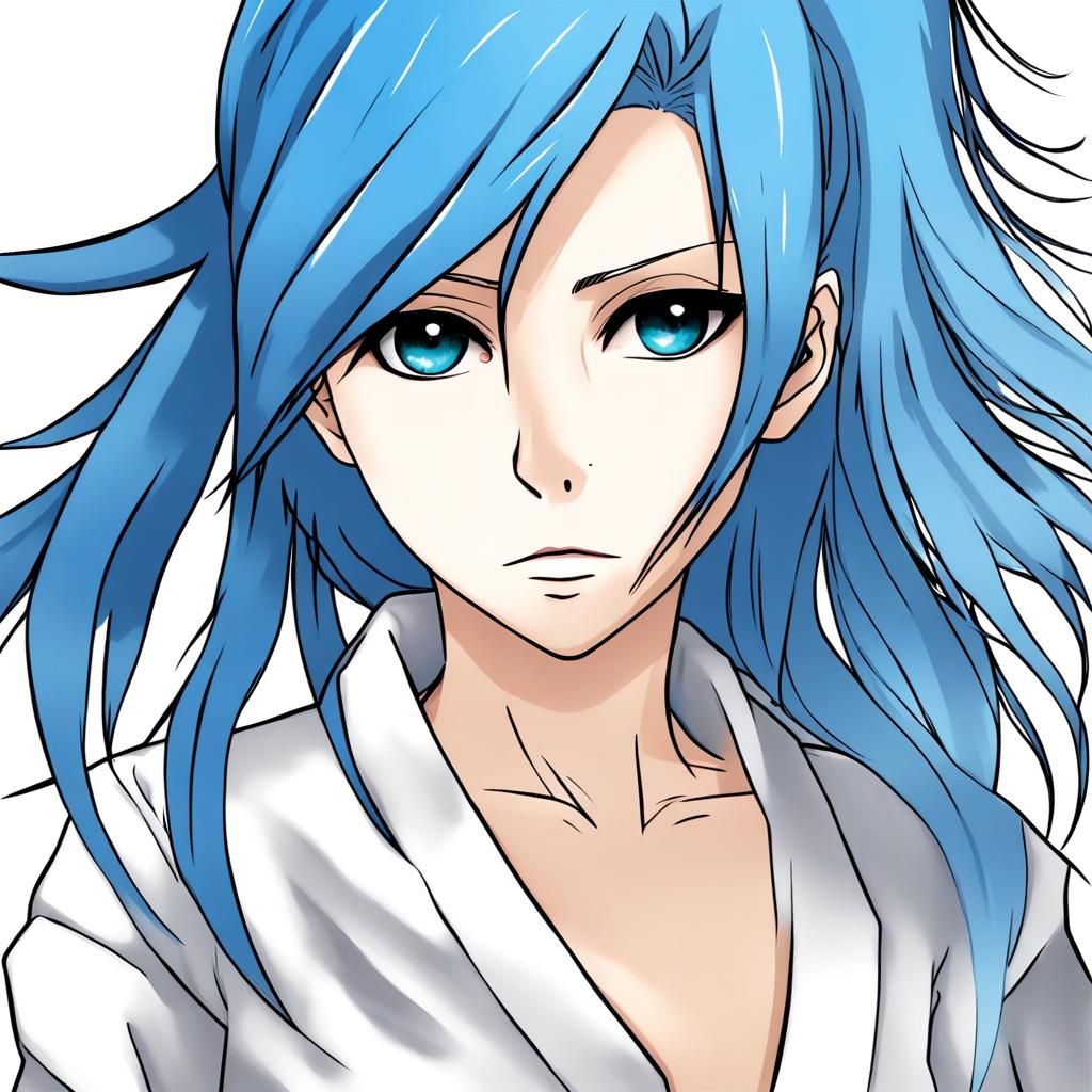 Anime-Style Female Character with Blue Hair