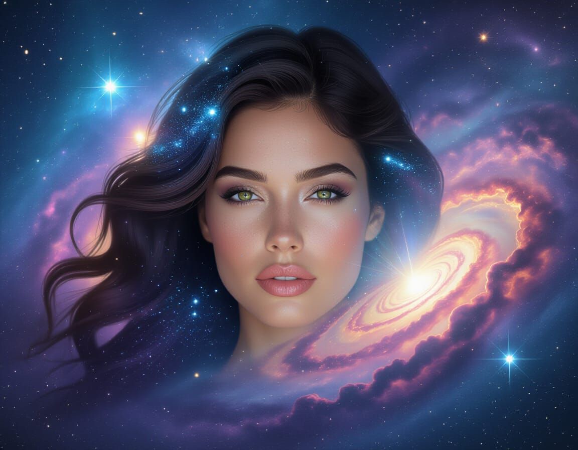 Galactic Medusa Portrait in Photographic Style