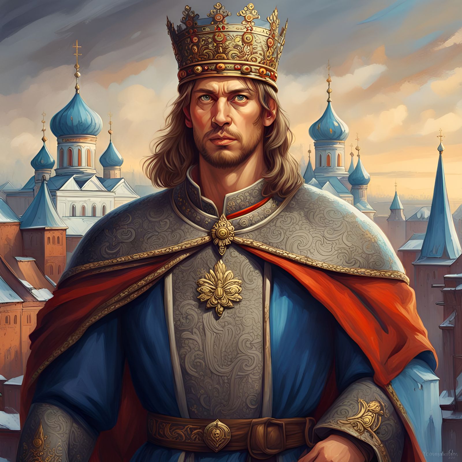 Alexander Nevsky Portrait in Cosmic Style