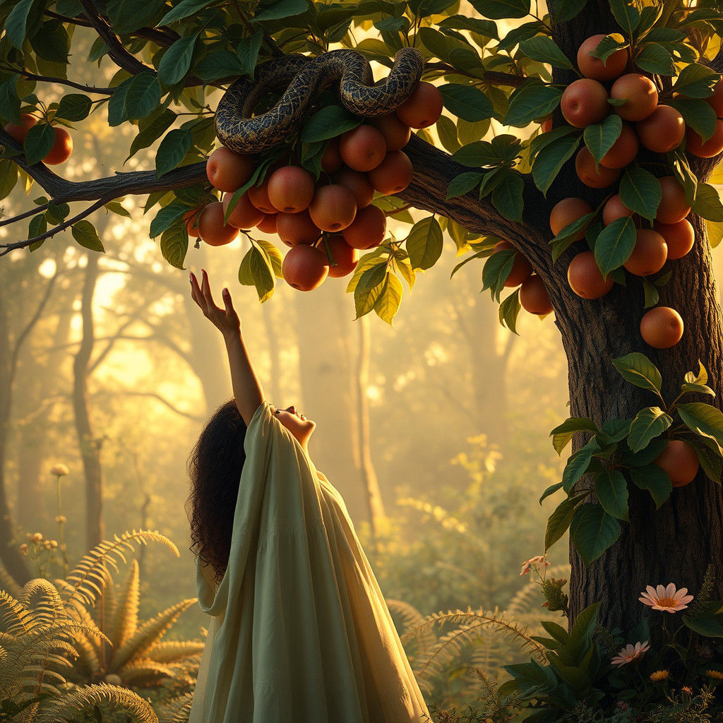 Fig Leaf Woman in Mystical Forest