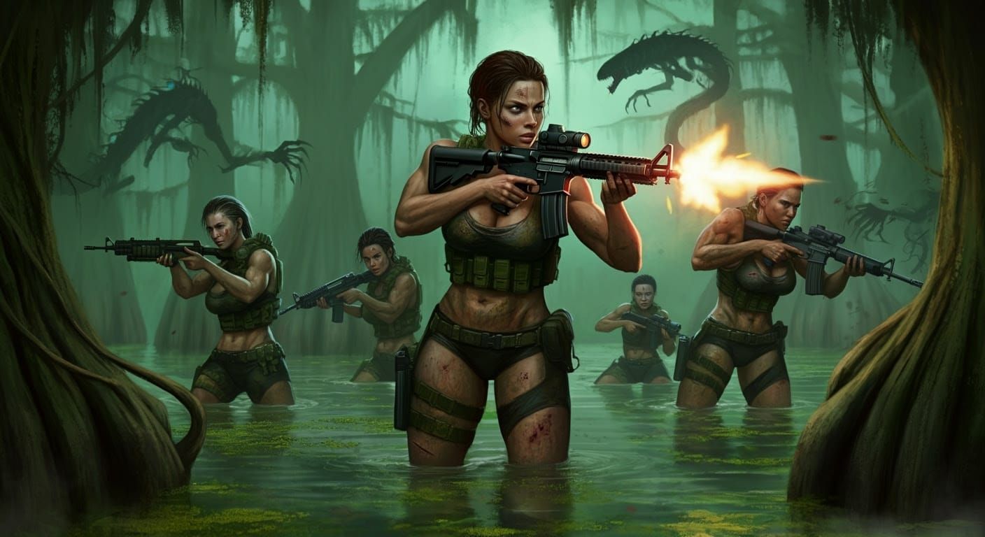Battle-Hardened Female Soldiers Navigate Treacherous Swamp