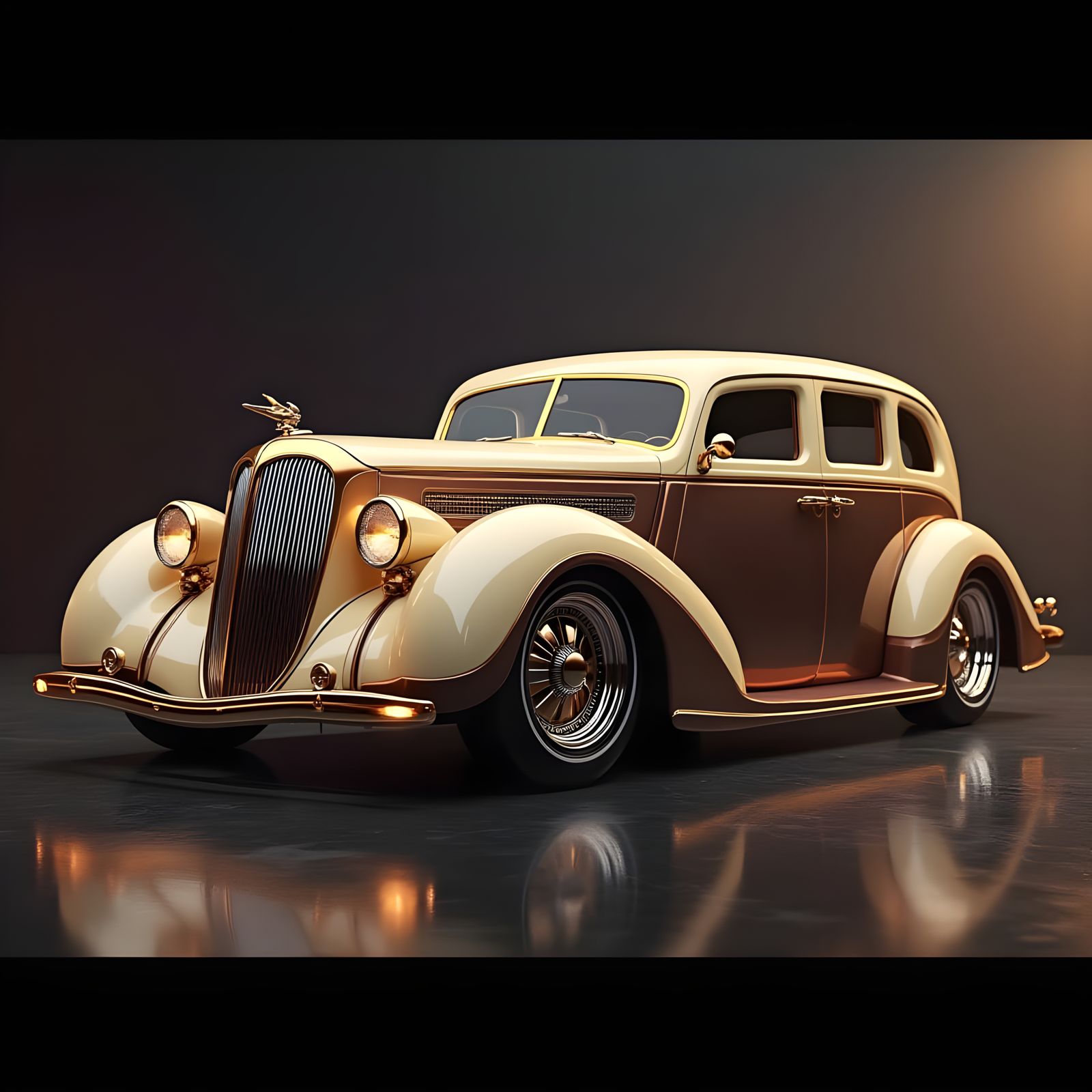 Custom 1936 Lincoln Zephyr in Pearl Beige and Dark Bronze, w...