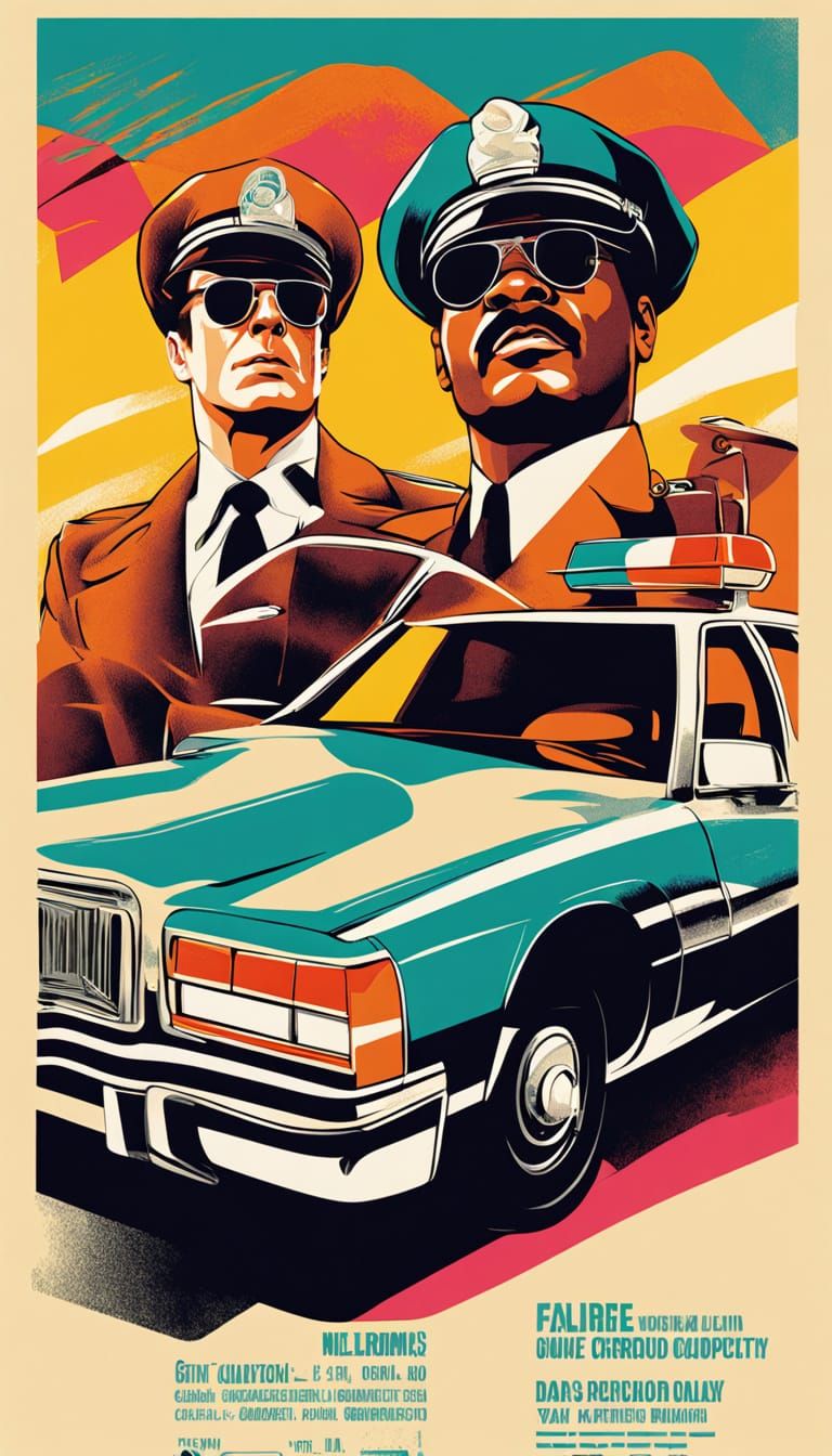 Two Cops in Patrol Car Movie Poster Art