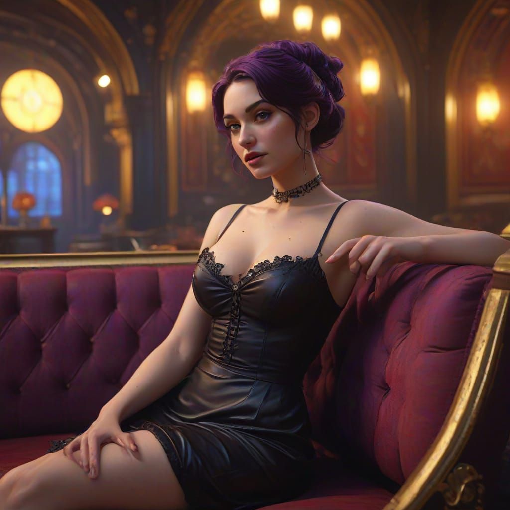 Gothic Pin-Up Goddess in the Nightclub VIP