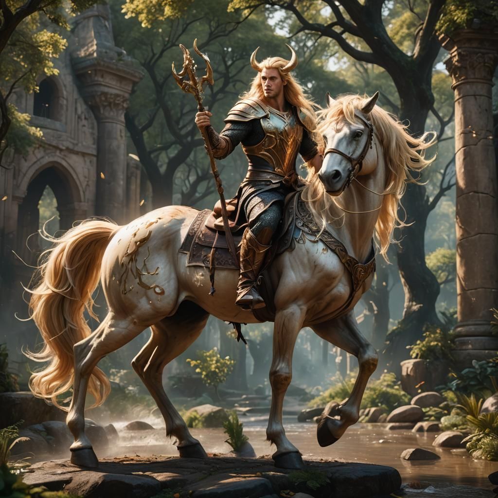 Blonde Male Centaur Fantasy Concept Art
