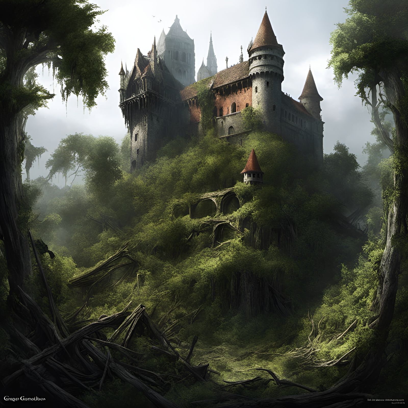 Post-Apocalyptic Dracula's Castle in Ruins