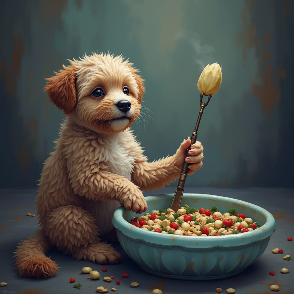 Fantasy Realism Portrait of a Majestic Cat with Hypersetaile...