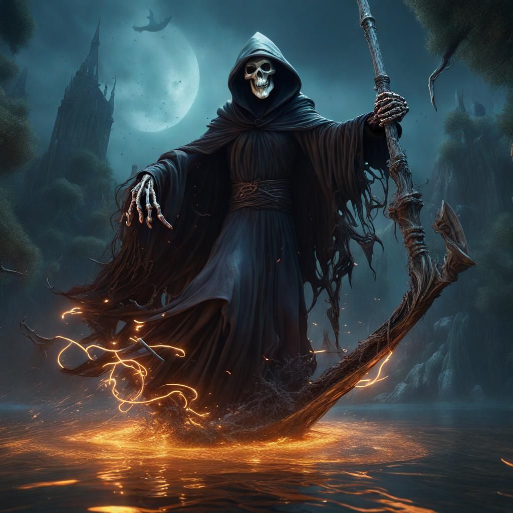 Detailed Grim Reaper Matte Painting in Deep Color