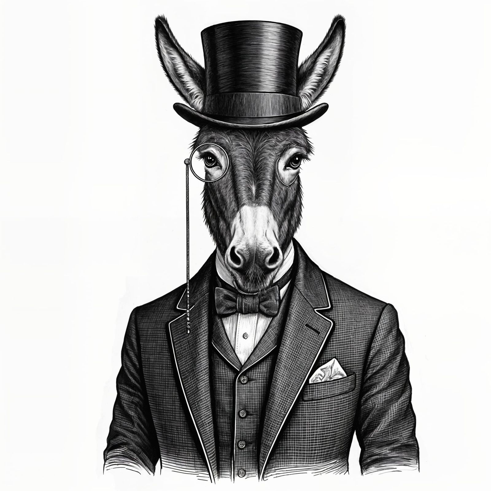 A Dapper Donkey in Black and White