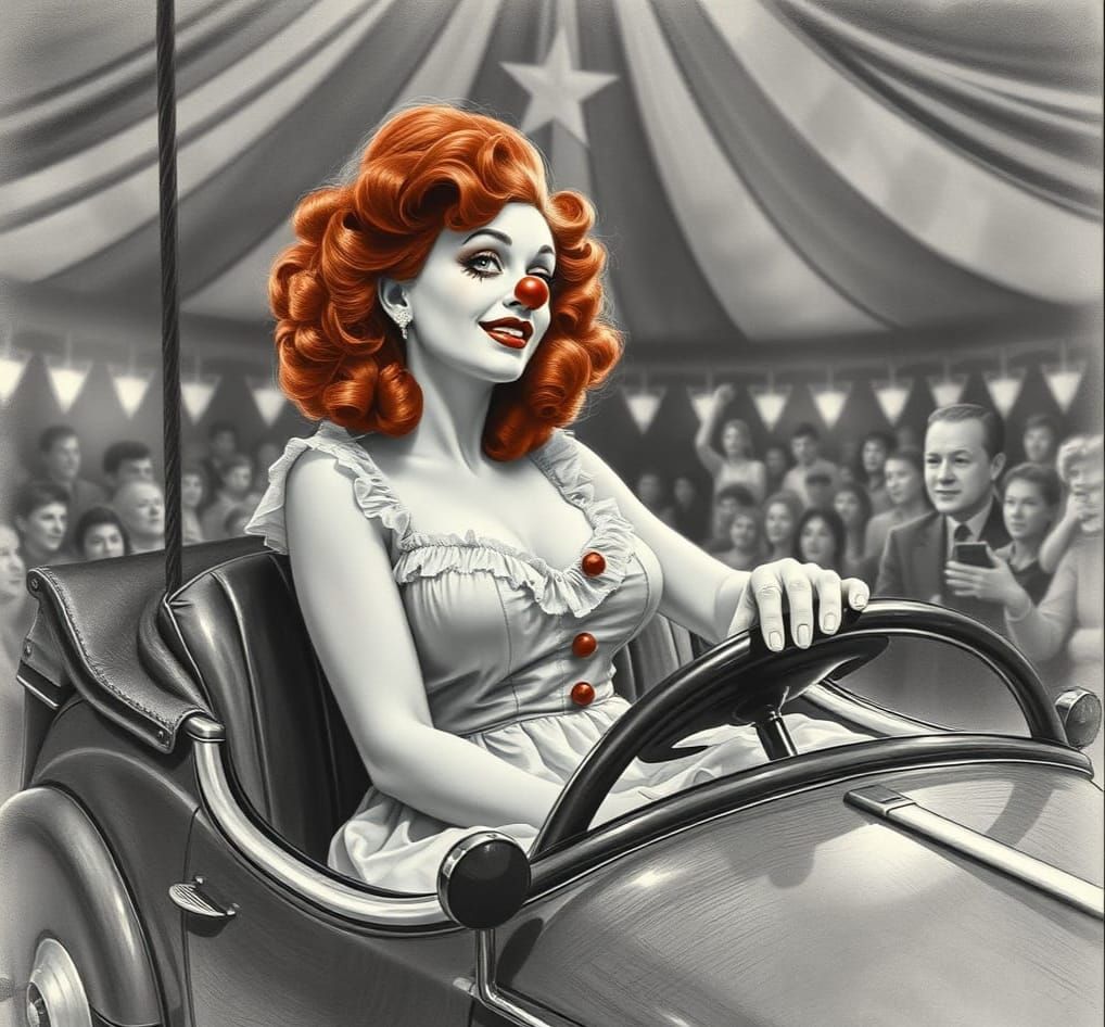 Gorgeous Redhead in Vintage Circus Carriage