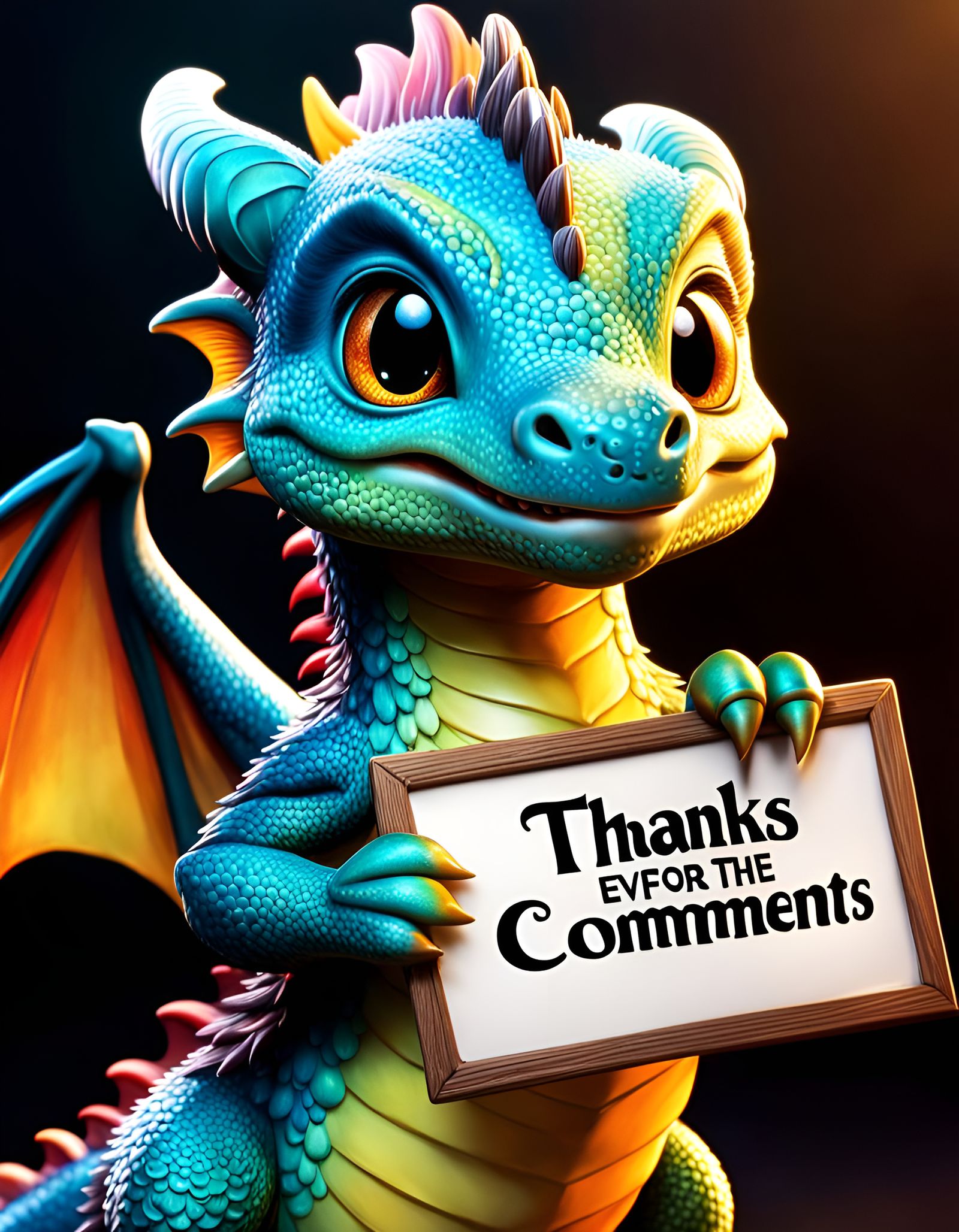 Adorable Baby Dragon Thank You Art