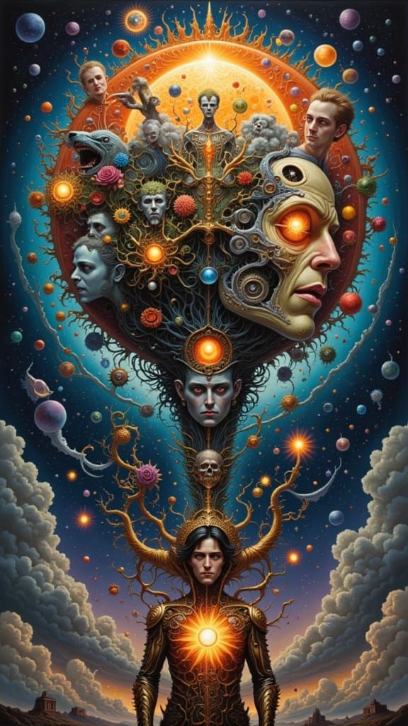 Fractal Faced Man: Surreal Mindscape Portrait